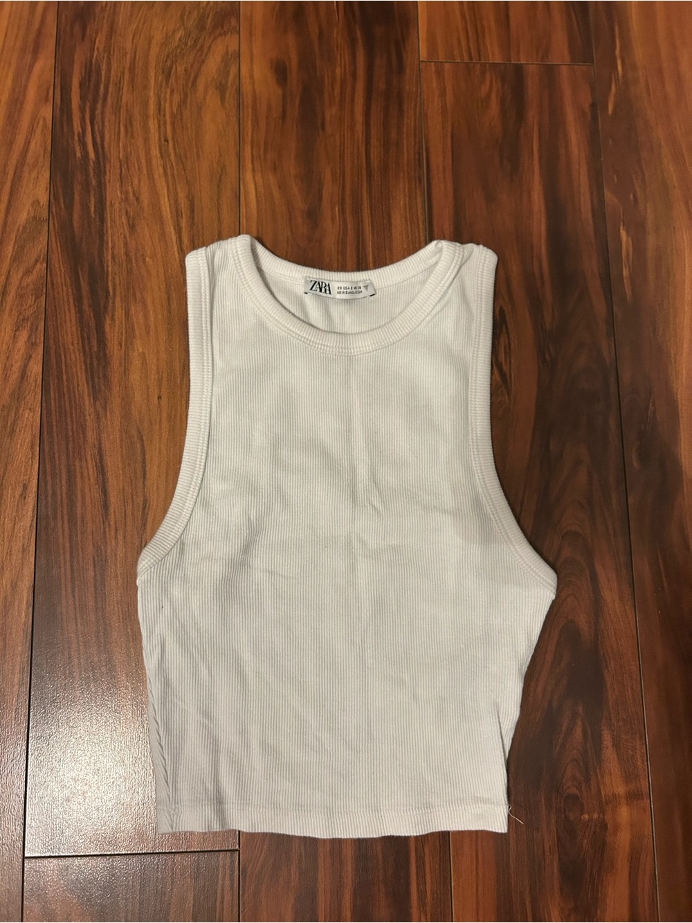 Zara White Ribbed Tank Crop
